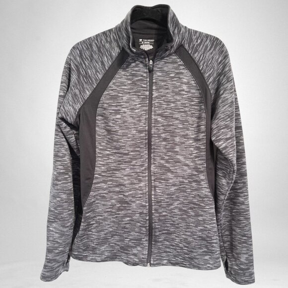 Tek Gear women's full zip jacket - gray space dye w/black insert - Picture 2 of 8